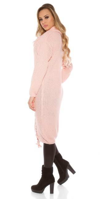 Trendy chunky knit dress with XL collar Rose